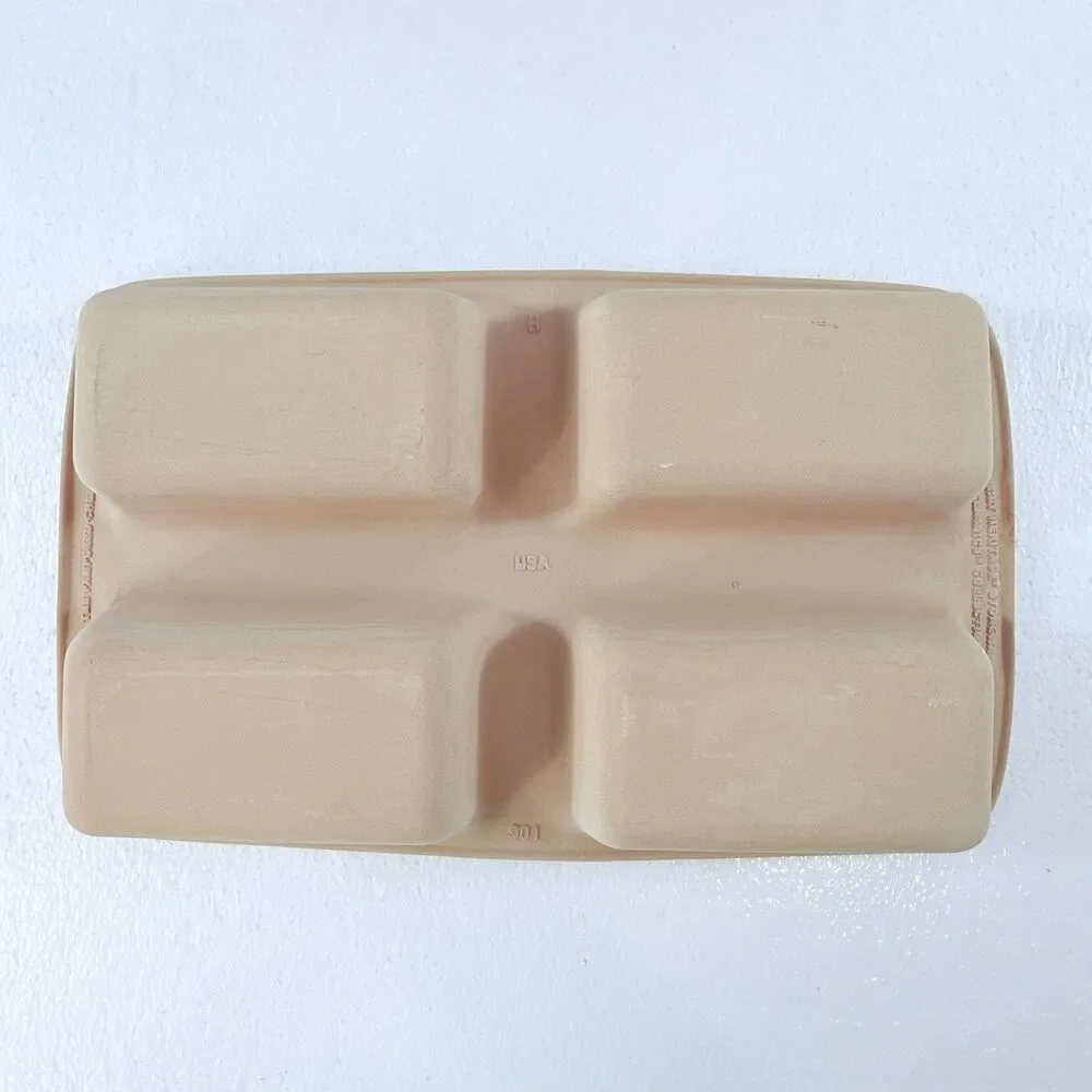 Pampered Chef Stoneware Mini Loaf Pan Classics 4 Cavity Break Baking Stone 1418